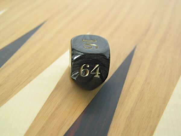 7/8 in. Backgammon Doubling Cube - Black Marbleized