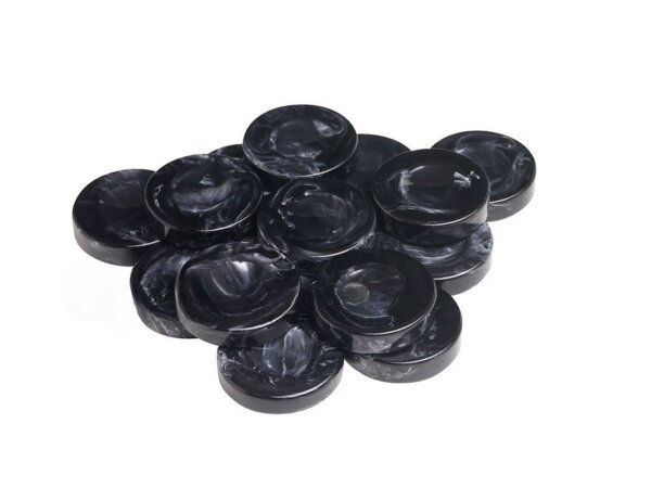 Backgammon Checkers - High Gloss Marbleized - Finger Dish - Black - (1 3/4in. Dia) - Roll of 15