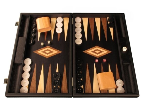 Black Backgammon Set - Large - Black Field