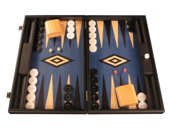 Black Backgammon Set - Large - Blue Field