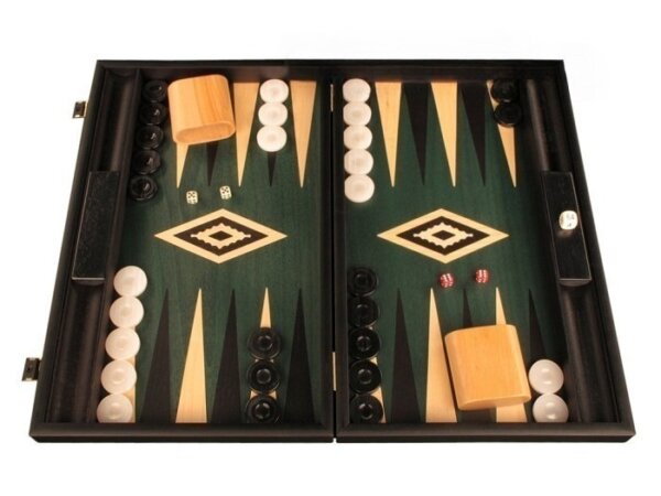 Black Backgammon Set - Large - Green Field