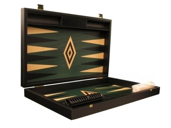 Black Backgammon Set - Large - Green Field - Image 2