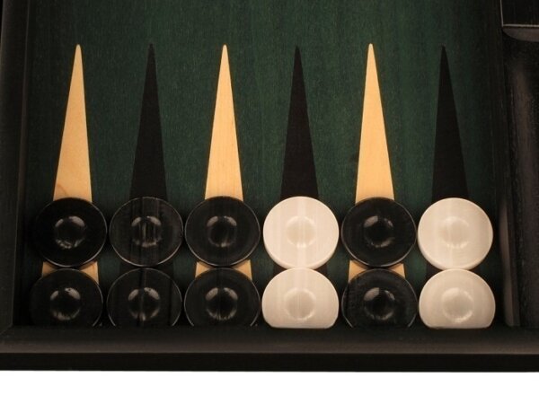 Black Backgammon Set - Large - Green Field - Image 3