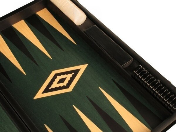 Black Backgammon Set - Large - Green Field - Image 4