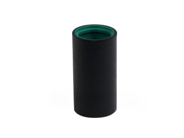 Black Linen Leatherette Backgammon Dice Cup - Round - Green Interior with Trip Lip