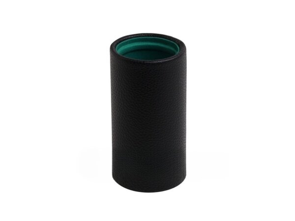 Black Leatherette Backgammon Cup - Round - Green Interior with Trip Lip