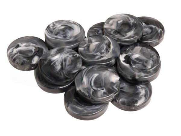 Backgammon Checkers - Marbleized - Black - with Finger Dish - (1 3/4 in. Dia.) - Roll of 15