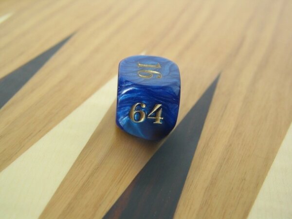 7/8 in. Backgammon Doubling Cube - Blue Marbleized