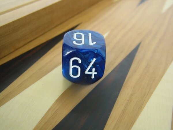 1 3/16 in. Backgammon Doubling Cube - Blue Marbleized