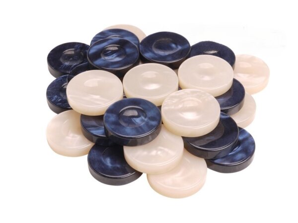 Backgammon Checkers - High Gloss Acrylic - Blue & Ivory (1 1/2in. Dia.) - Set of 30