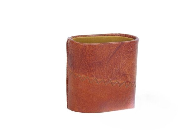 Patched Leather Backgammon Dice Cup - Oval - Brown