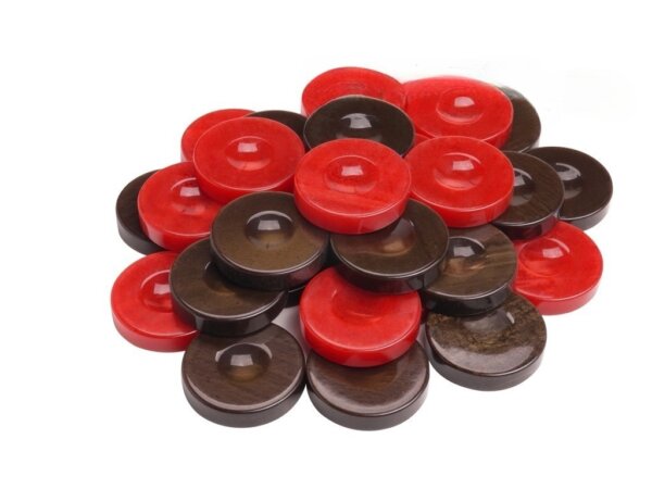 Backgammon Checkers - High Gloss Acrylic - Brown & Red (1 1/2in. Dia.) - Set of 30