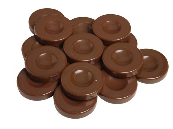 Backgammon Checkers - Opaque - Brown - with Finger Dish - (1 3/4 in. Dia.) - Roll of 15