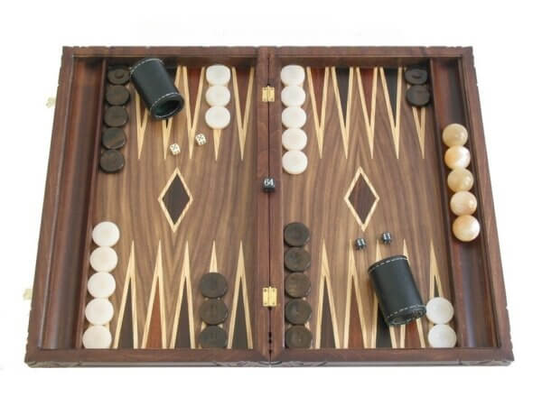 Carved Maple Backgammon Set with Racks - Byzantine