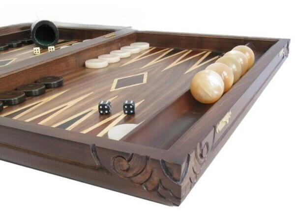 Carved Maple Backgammon Set with Racks - Byzantine - Image 4