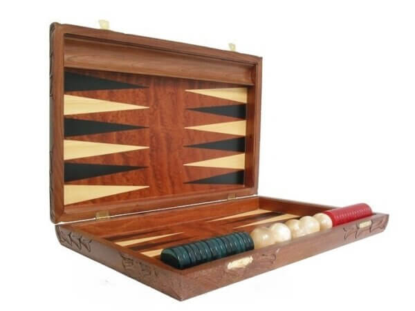Carved Rosewood Backgammon Set with Racks - Image 2