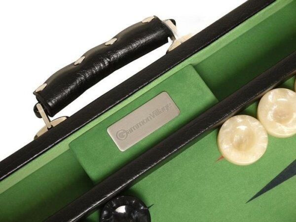 GammonVillage Tournament Backgammon Set - Champion Class - Black Case - Green Field - Image 4