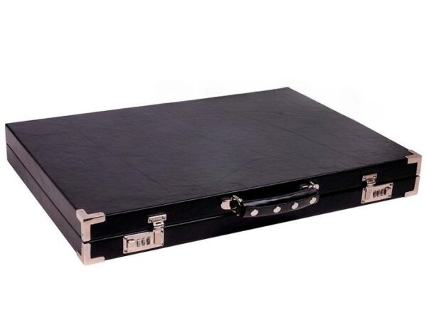 GammonVillage Tournament Backgammon Set - Club Class - Black Case with Green Field - 2-inch Checkers - Image 6