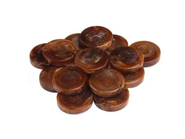 Backgammon Checkers - High Gloss Marbleized - Finger Dish - Cocoa Brown - (1 3/4in. Dia) - Roll of 15