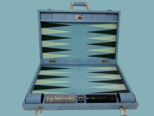 Competition Size Backgammon Set Blue Croco Set - Image 2