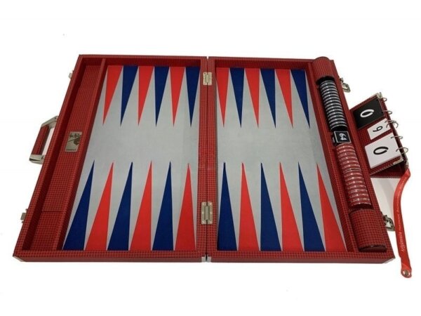 Competition Size Backgammon Set & ZMK Checkers Leather Wrapped - Image 4