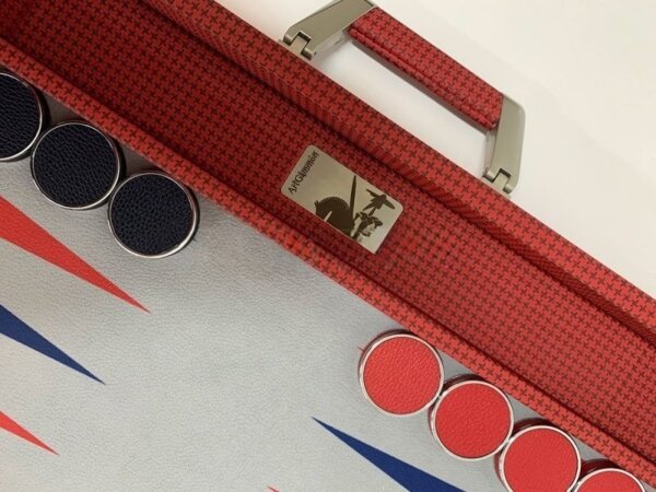 Competition Size Backgammon Set & ZMK Checkers Leather Wrapped - Image 5
