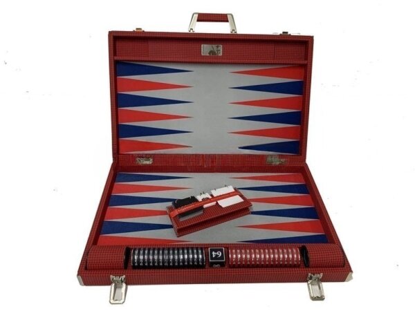 Competition Size Backgammon Set & ZMK Checkers Leather Wrapped - Image 2
