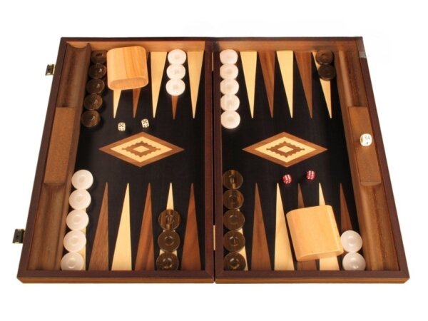 Ebony Zebrano Backgammon Set - Large - Black Field