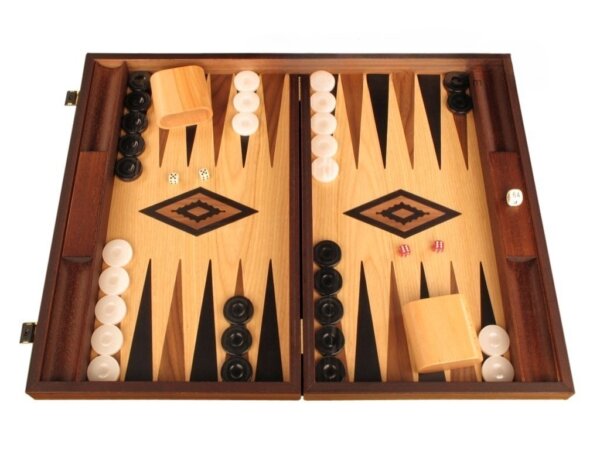 Ebony Zebrano Backgammon Set - Large - Oak Field