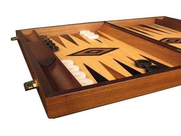 Ebony Zebrano Backgammon Set - Large - Oak Field - Image 2