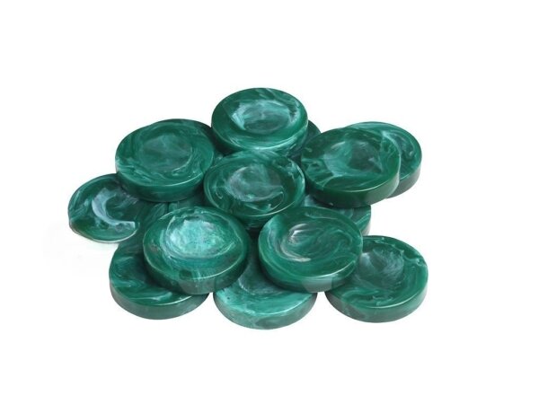 Backgammon Checkers - High Gloss Marbleized - Finger Dish - Evergreen - (1 3/4in. Dia) - Roll of 15