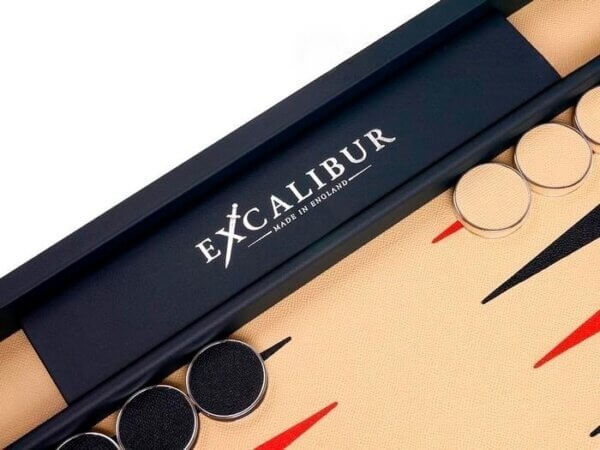 Excalibur Leather Backgammon Set - EXC02 - Suffolk Blue Case with Magnolia Field - Image 4