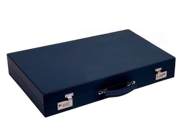 Excalibur Leather Backgammon Set - EXC02 - Suffolk Blue Case with Magnolia Field - Image 6