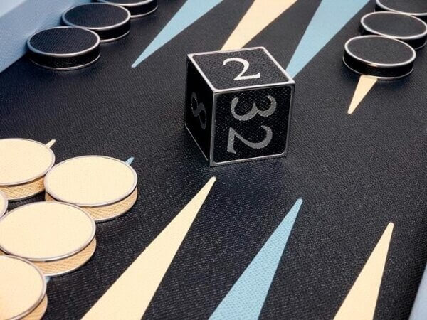 Excalibur Leather Backgammon Set - EXC05 - Haze Blue Case with Marine Field - Image 5