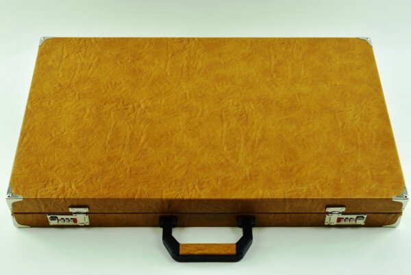 "Autumn Cognac" - Special Edition Sand-Red-Green FTH Tournament Size Backgammon Board. 45mm Checkers - Image 5