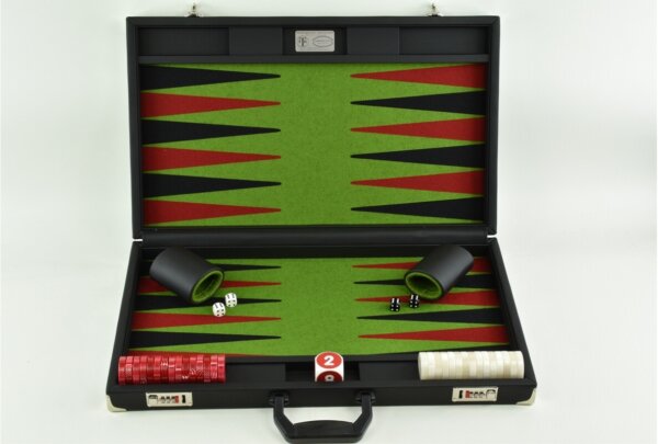 Flecked Green - Red/Black FTH Tournament Backgammon Set - Image 2