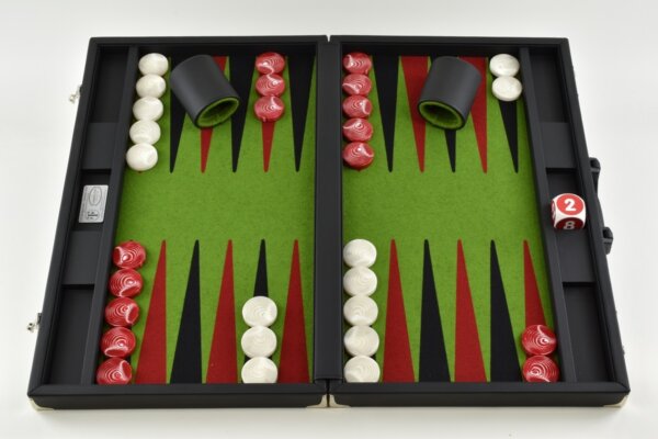 Flecked Green - Red/Black FTH Tournament Backgammon Set