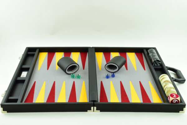Gray/Maroon/Gold FTH Tournament Size Backgammon Board. 45mm Checkers