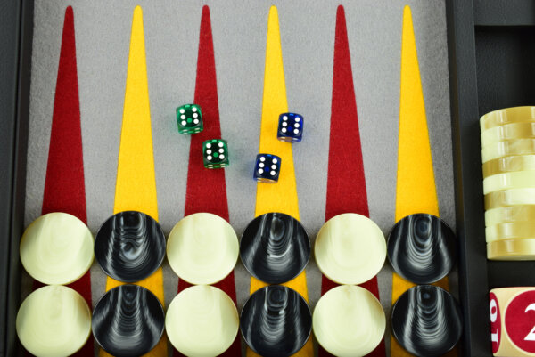 Gray/Maroon/Gold FTH Tournament Size Backgammon Board. 45mm Checkers - Image 3