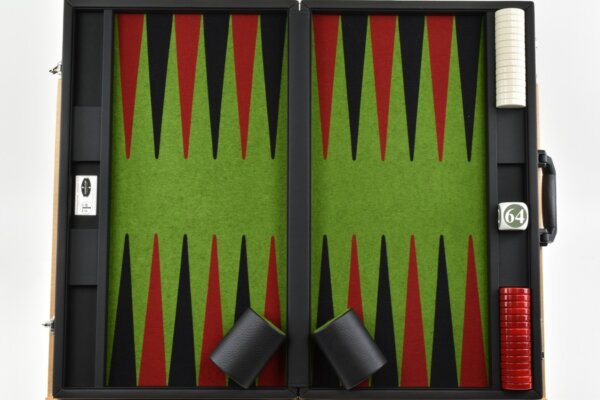 Green/Red/Black FTH Tournament Size Backgammon Board. 45mm Checkers - Image 4