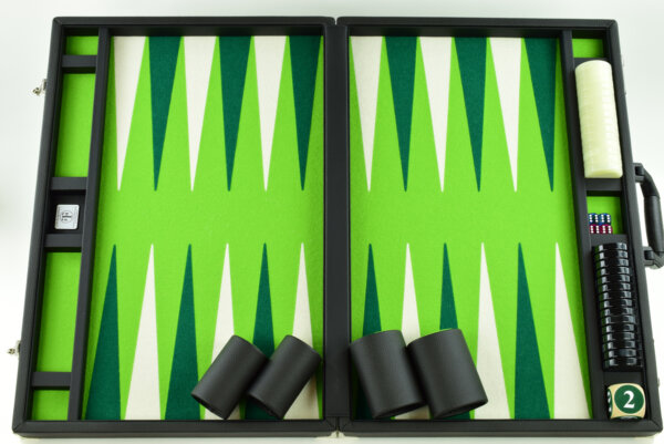 Mai Green-Green-White Jumbo FTH Backgammon Set. 50mm Checkers - Image 4