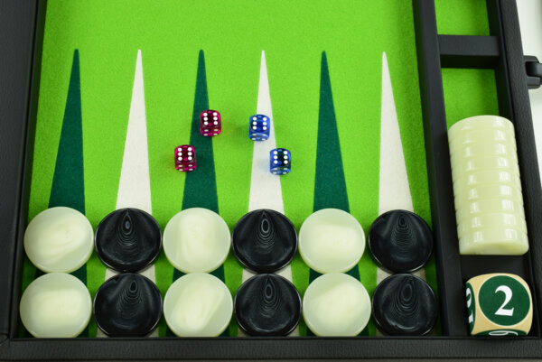Mai Green-Green-White Jumbo FTH Backgammon Set. 50mm Checkers - Image 3
