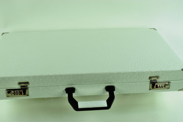 "Mother of Pearl Ostrich" - Special Edition Red-Gray-White FTH Tournament Size Backgammon Board. 45mm Checkers - Image 5
