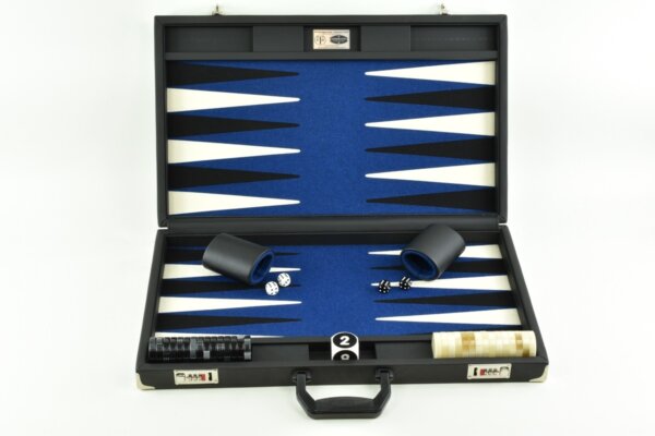 Pacific Blue- Black/White FTH Tournament Backgammon Set - Image 2