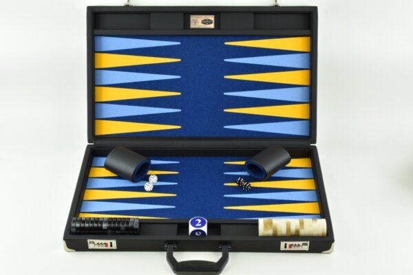 Pacific Blue - Light Blue/Yellow FTH Tournament Backgammon Set - Image 2