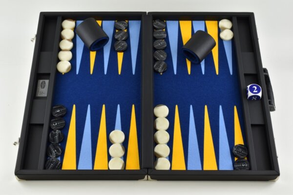 Pacific Blue - Light Blue/Yellow FTH Tournament Backgammon Set
