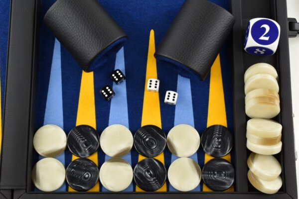 Pacific Blue - Light Blue/Yellow FTH Tournament Backgammon Set - Image 3