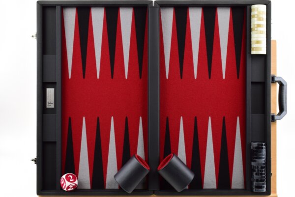 Red/Black/Gray FTH Tournament Size Backgammon Board. 45mm Checkers - Image 4