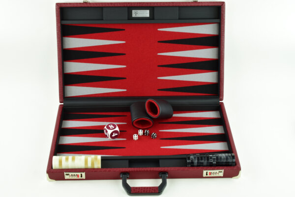 "Red Crocodile" - Special Edition Red-Black-Gray FTH Tournament Size Backgammon Board. 45mm Checkers - Image 2