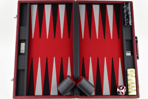 "Red Crocodile" - Special Edition Red-Black-Gray FTH Tournament Size Backgammon Board. 45mm Checkers - Image 4